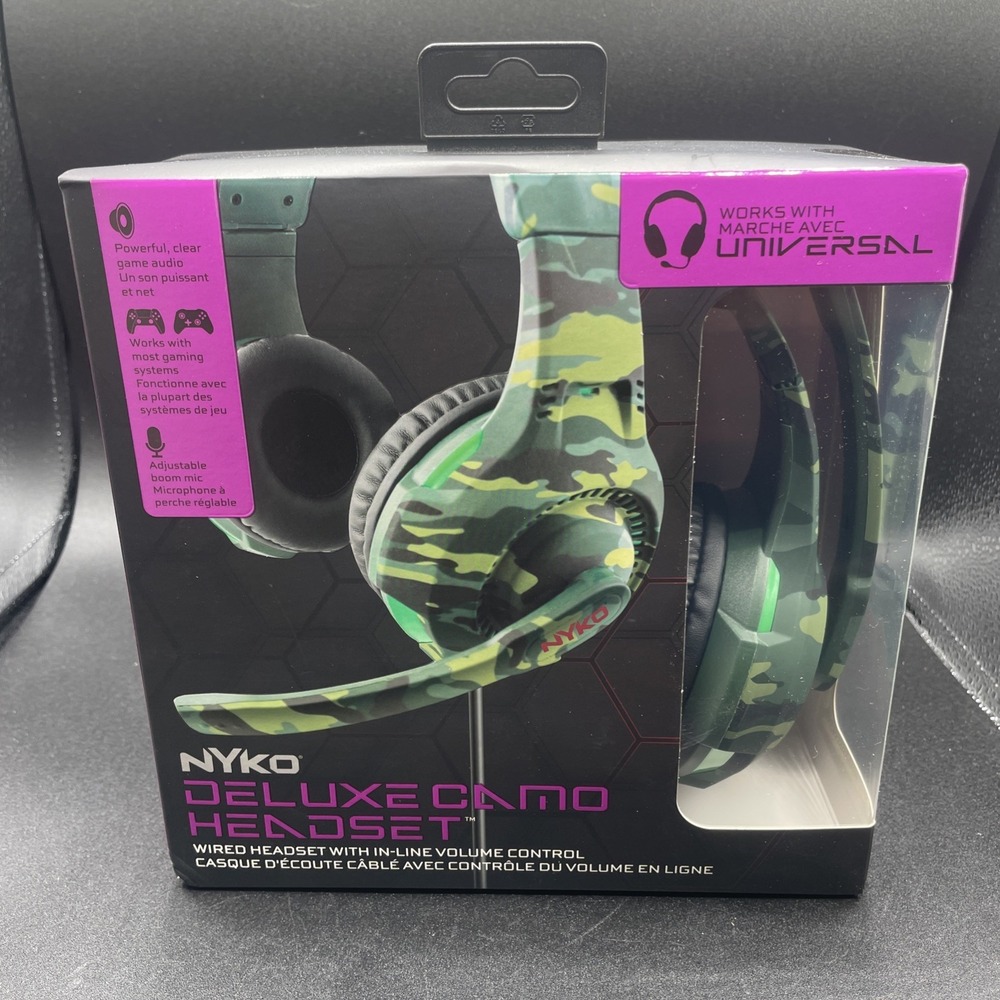 Nyko Deluxe Camo Headset 80824 Wired Universal Gaming Headset 3.5mm NIB